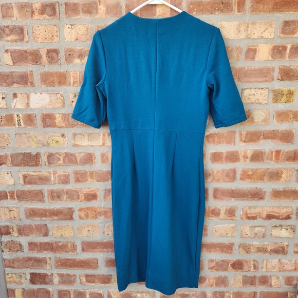 DVF Diane Von Furstenberg Teal Blue Saturn Stretch Jersey Dress Size 10 - Picture 4 of 11
